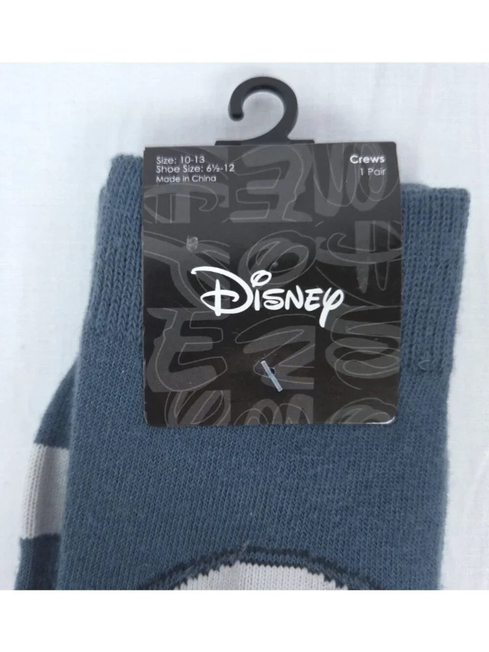 Disney Mickey Mouse Novelty Crew Socks Set (1-NWT Blue, 1-NWOT Gray) Size 10-13